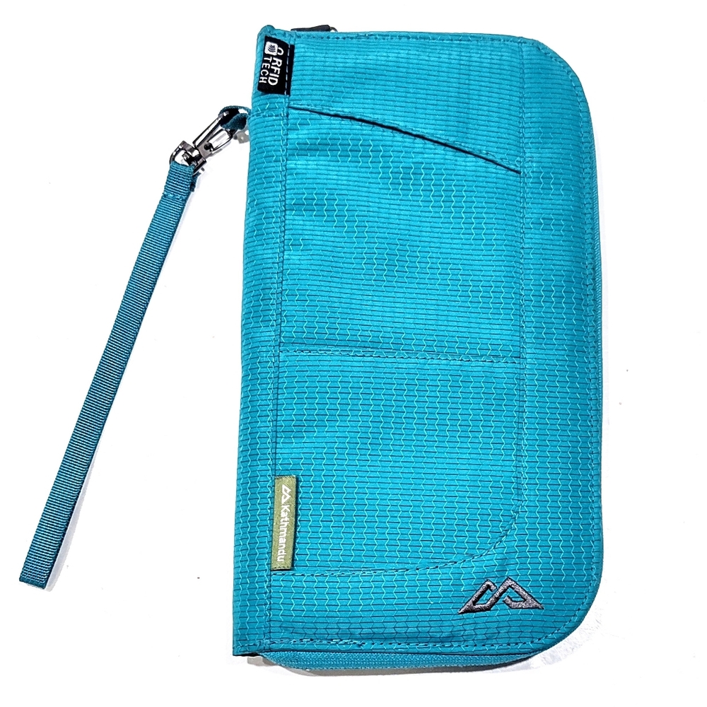 Kathmandu Large Departure RFIDtech Passport Travel Document Wallet Teal 10"x5.5"